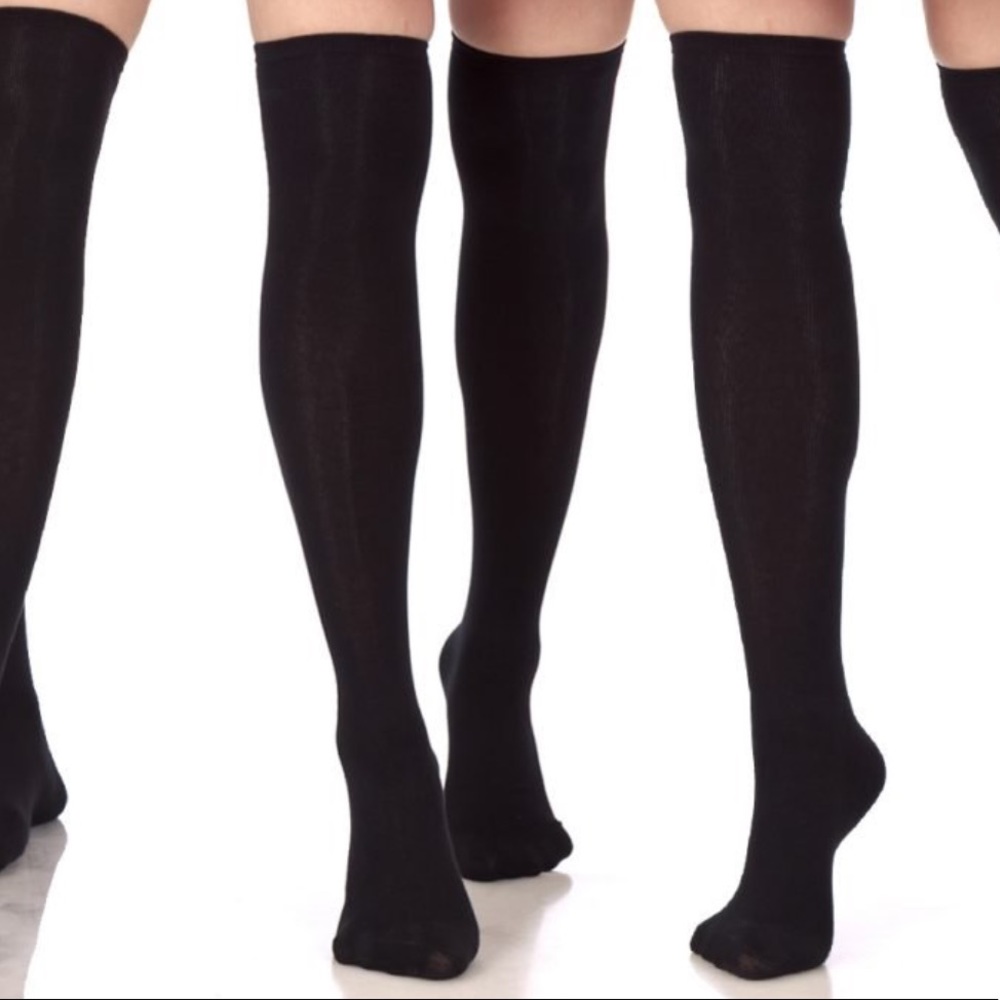 Thigh High Knit Black Socks